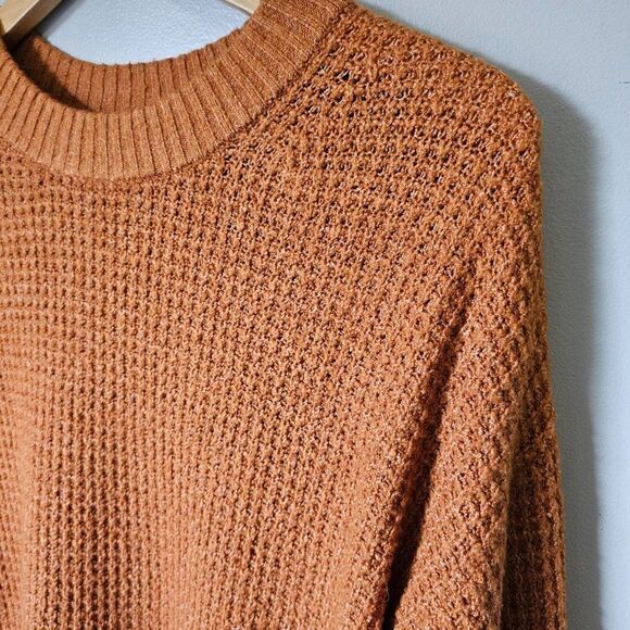 EUC AMERICAN EAGLE OUTFITTERS CAMEL WAFFLE KNIT CREW NECK PULLOVER SWEATER XS - Picture 6 of 13